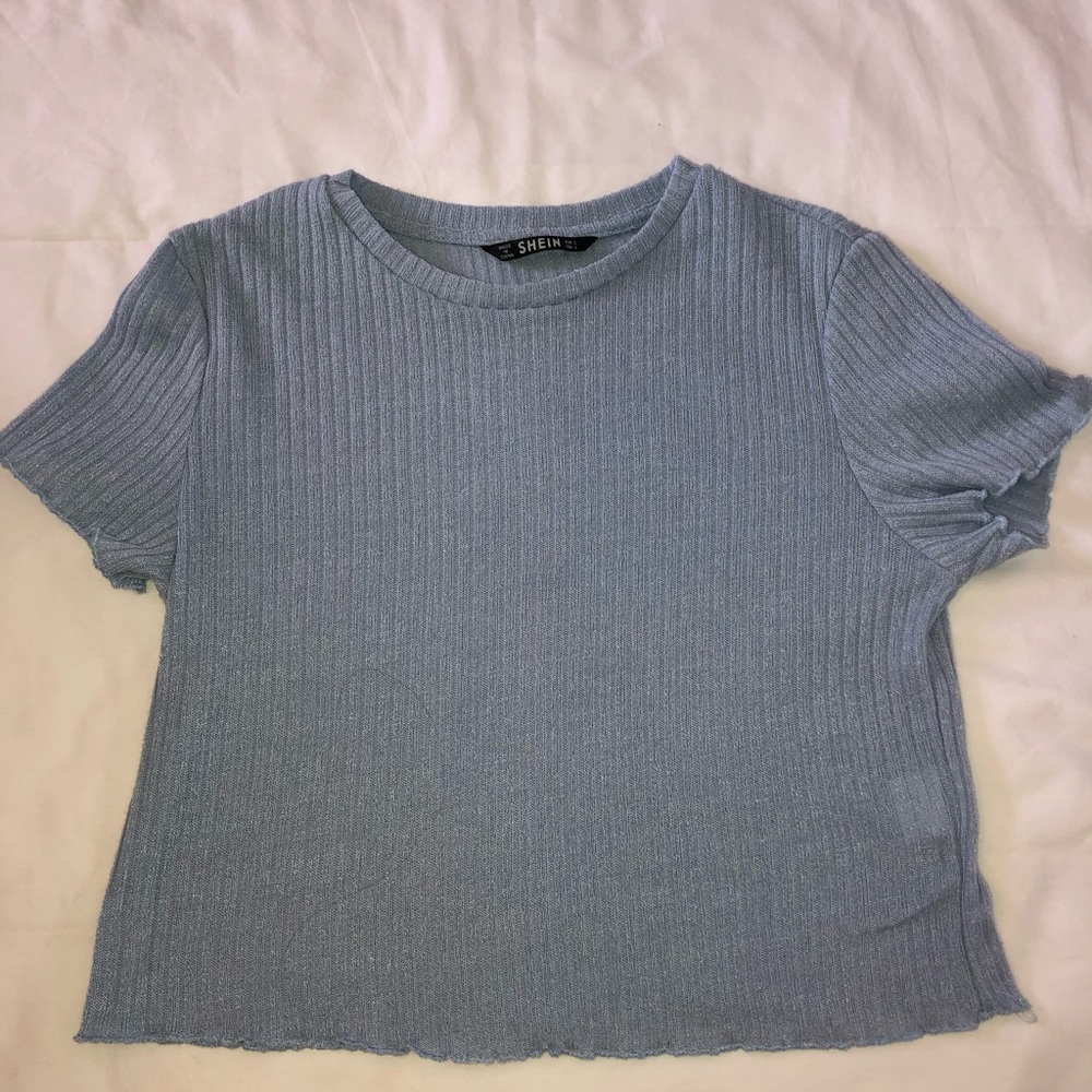 Shein blue ribbed crop top